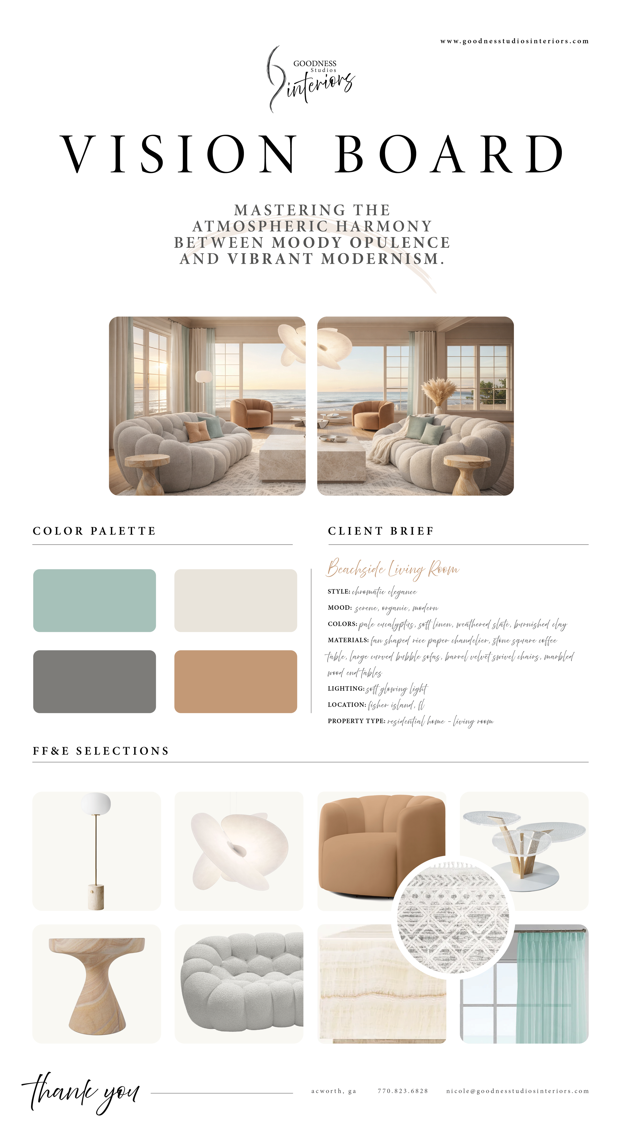 Goodness Studios Interiors_Beachside Living Room_Vision Board_Fisher Island, FL