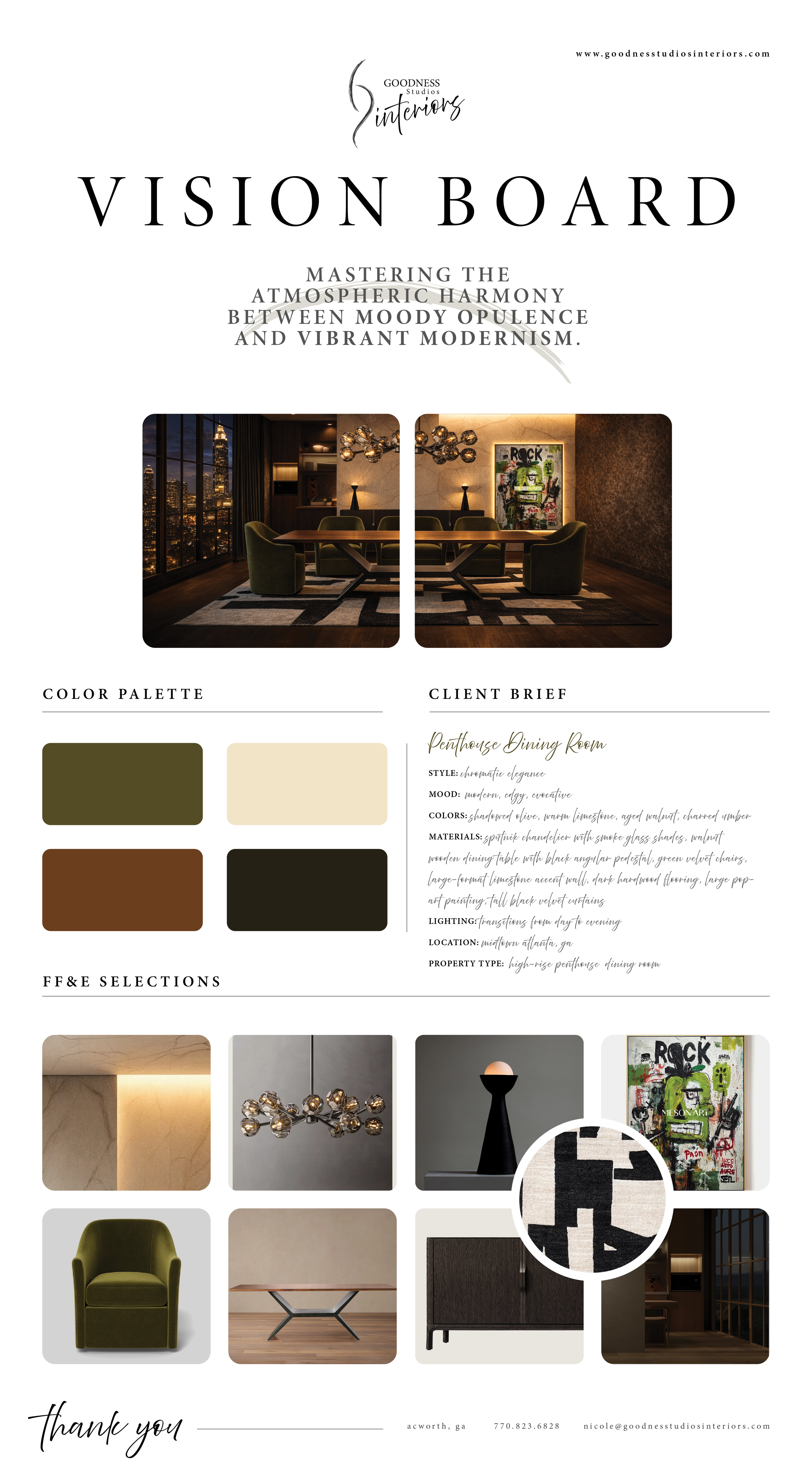 Goodness Studios Interiors_Penthouse Dining Room_Vision Board_Midtown Atlanta, Ga