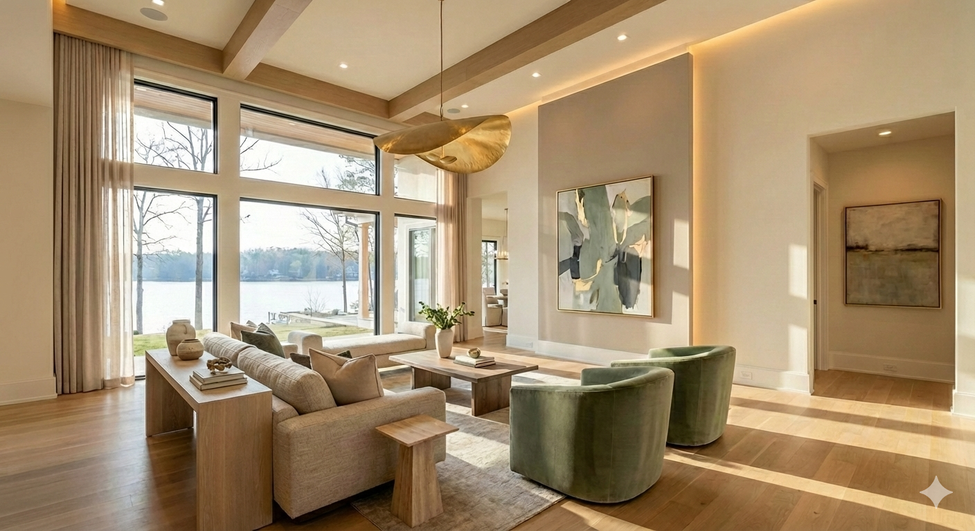 Lakeside living room interior design concept by Goodness Studios Interiors