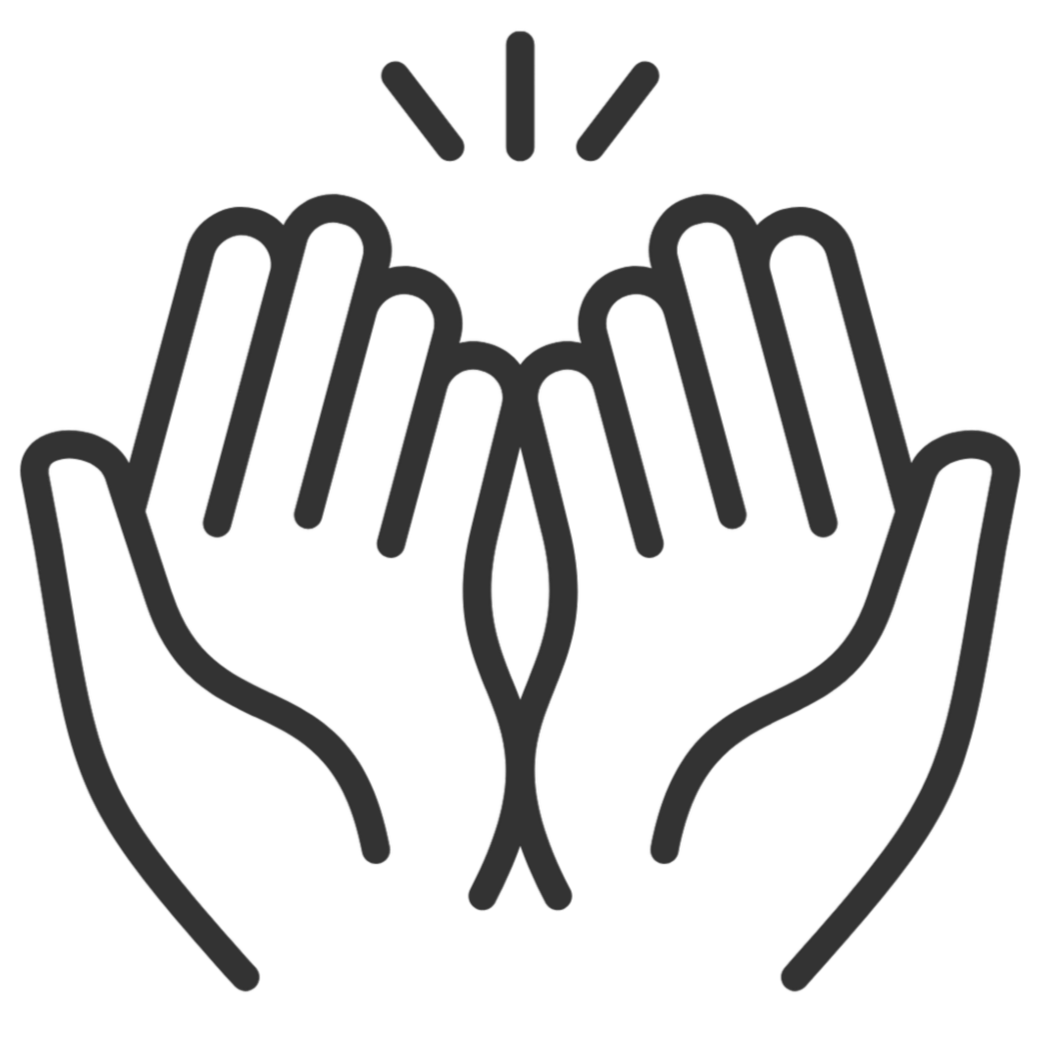 Outline of two praying hands with palms facing upward