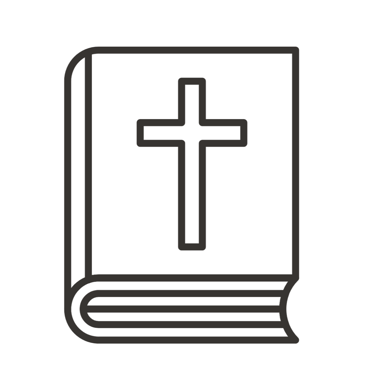 Outline of a holy bible with cross.