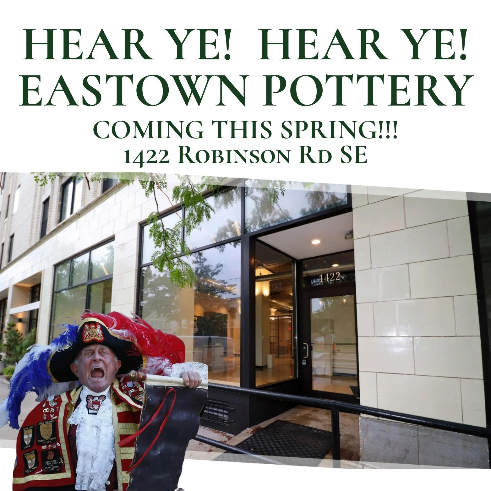 🏺 BIG NEWS EASTOWN 🏺

Eastown Pottery is officially coming to the neighborhood&hellip; and we&rsquo;ve secured our space! 

Our studio will be located at 1422 Robinson Rd SE between @pursuitofhappiness.co and @conniescakesgr and we can&rsquo;t wait