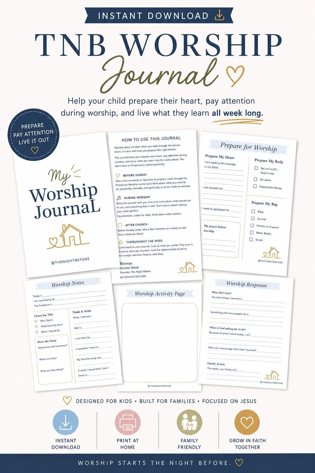 Kids Worship Journal | Christian Church Journal for Children | Download and Print
