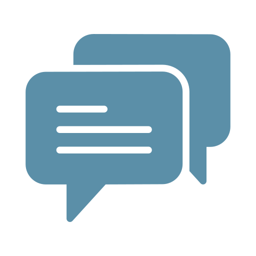 Icon of two overlapping speech bubbles, representing messaging or communication.