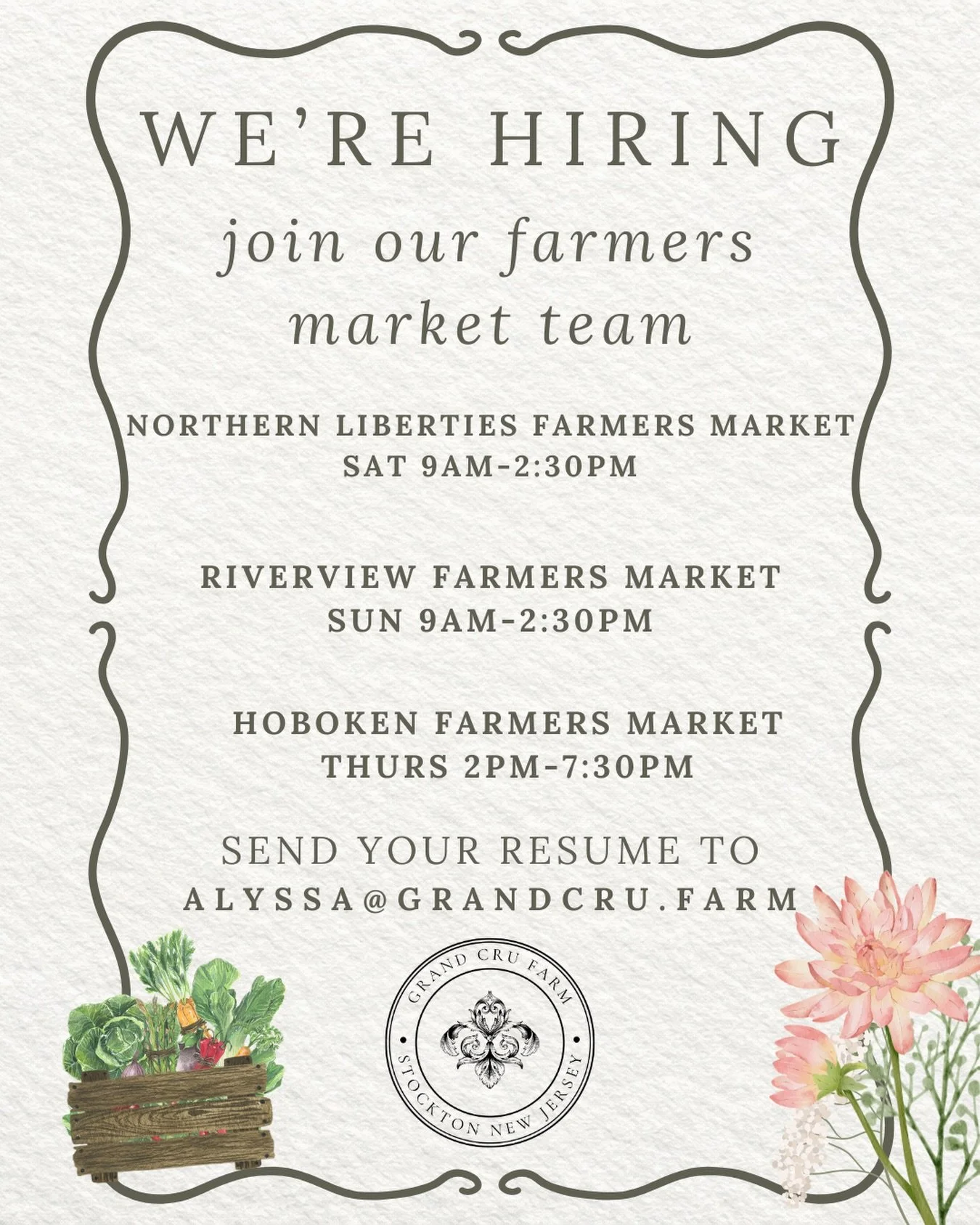 Are you a local that loves farmers markets and wants to be a part of an amazing team?

We&rsquo;re looking for friendly hardworking individuals to join us this season and help with setup, breakdown, and selling our farm fresh products at our differen