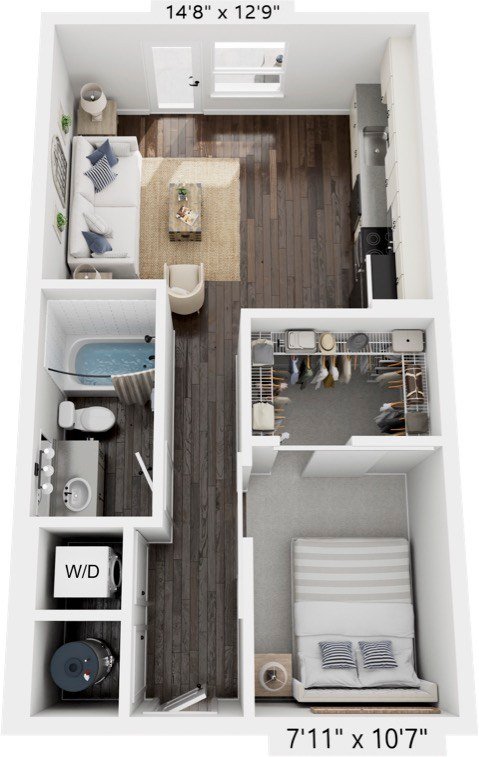 Meet the S1 ✨ 
This studio, 1 bathroom floorplan offers 573 square feet of smart design for easy downtown Sarasota living. 

#AspireOn10th #StudioLiving #FloorPlanFeature #DowntownSarasota #NewApartments