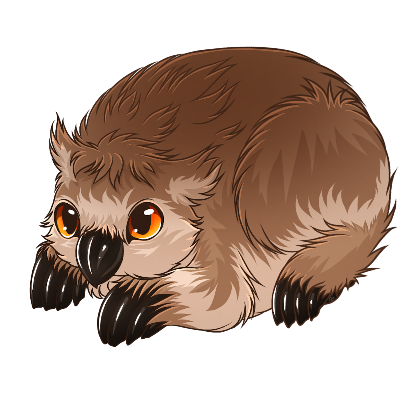 A digital drawing of a baby owlbear from Dungeons and Dragons.