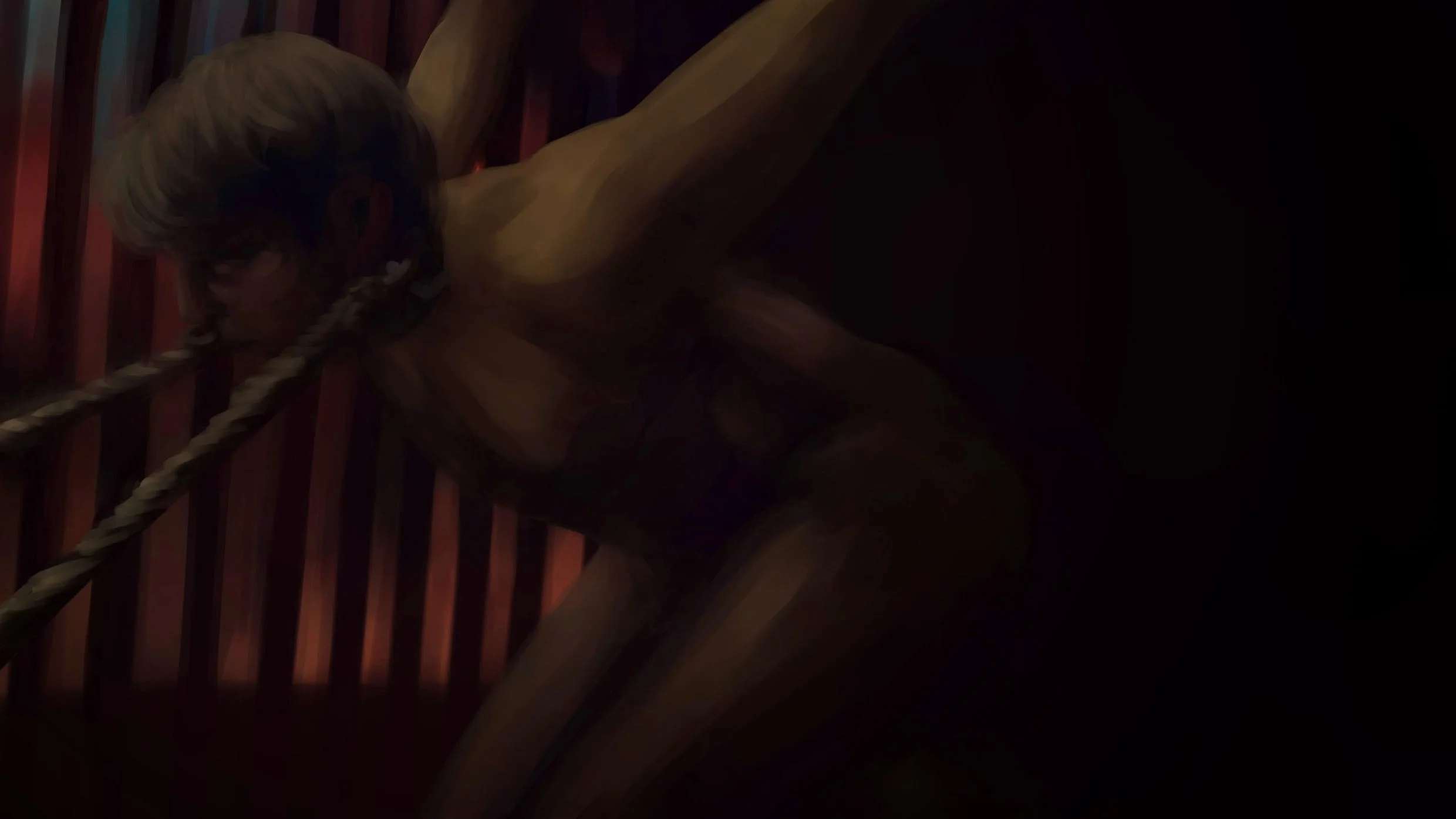 A digitally painted chiaroscuro lighting study of a scene from NBC's Hannibal.