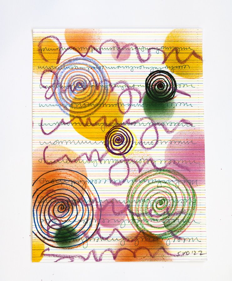 Uncia 5, 2022 Mixed media on Arches paper  12 x 9 inches 
 