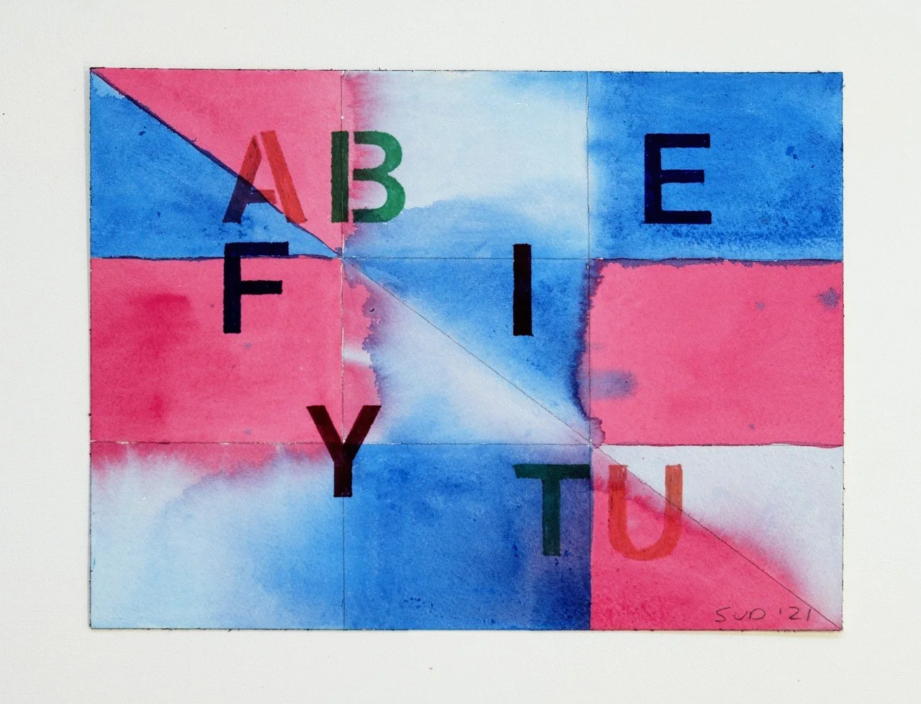  ABEFITUY, 2021 Gouache, marker and pencil on Arches watercolor block 9 x 12 inches 
 