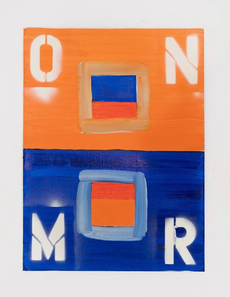  
MNOR, 2021  Oil and spray paint on linen 16 x 12 inches 
 