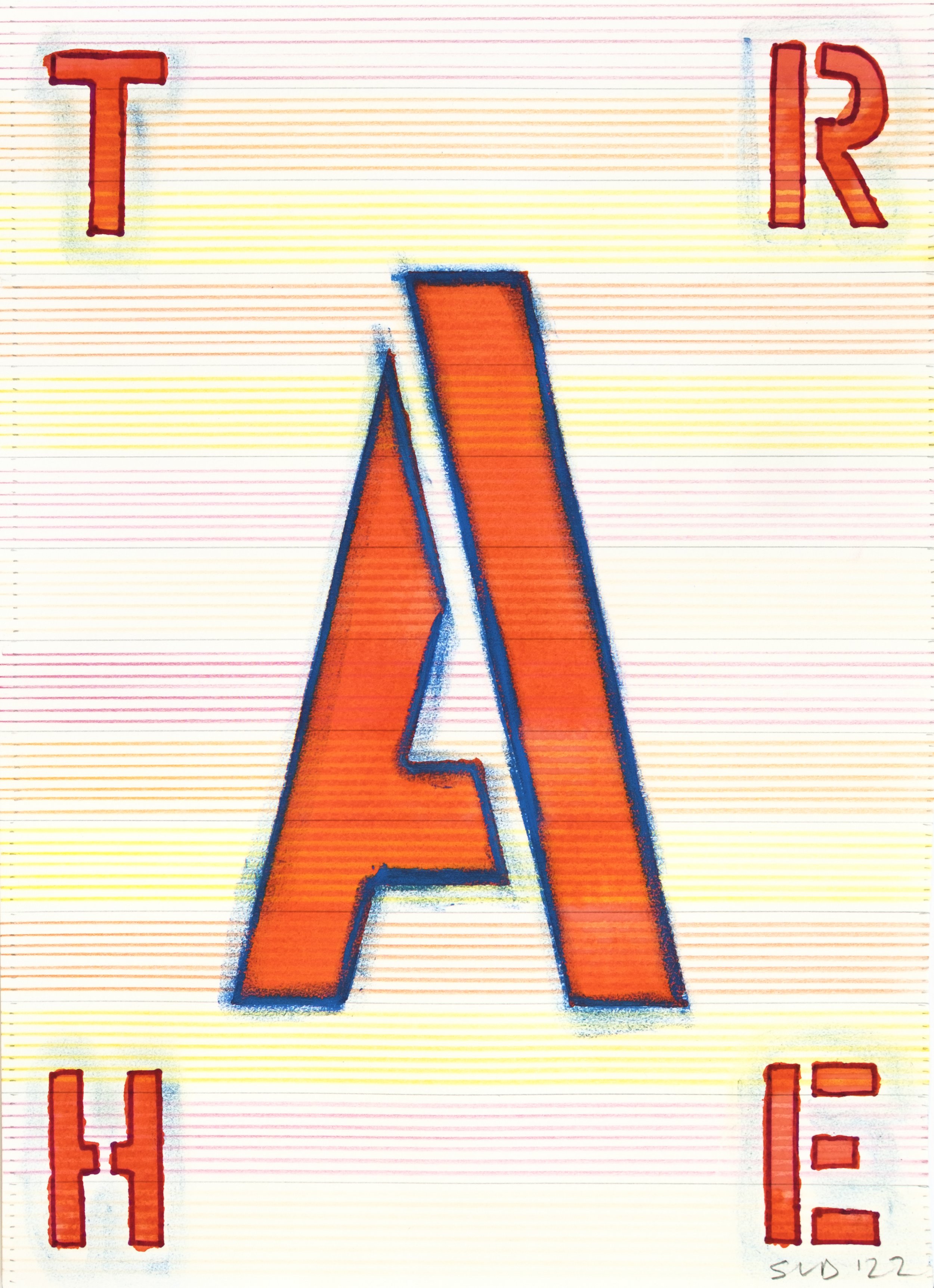  AEHRT, 2022 Mixed media on Arches paper  14 x 11 inches 
 