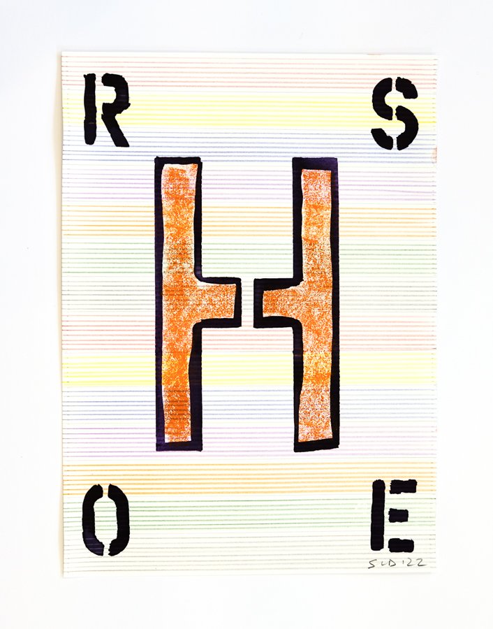  EHORS, 2022 Mixed media on Arches paper  14 x 11 inches 
 
