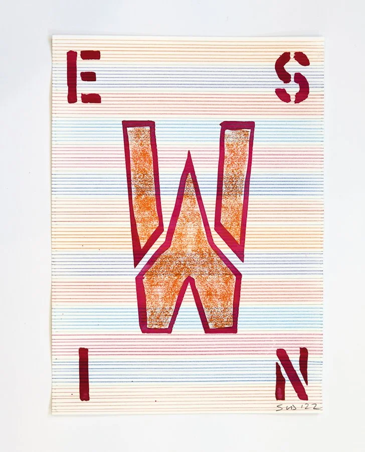  EINSW, 2022 Mixed media on Arches paper  14 x 11 inches 
 