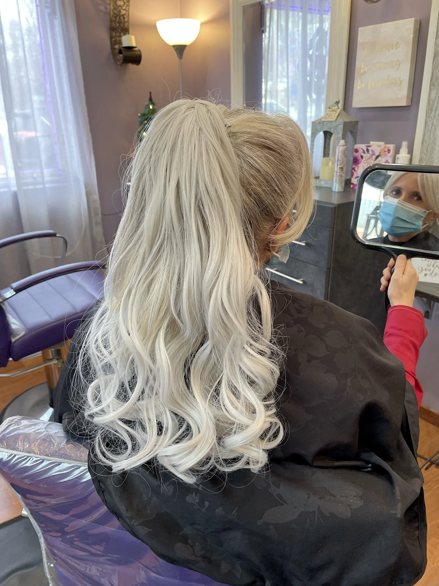Platinum updo.
