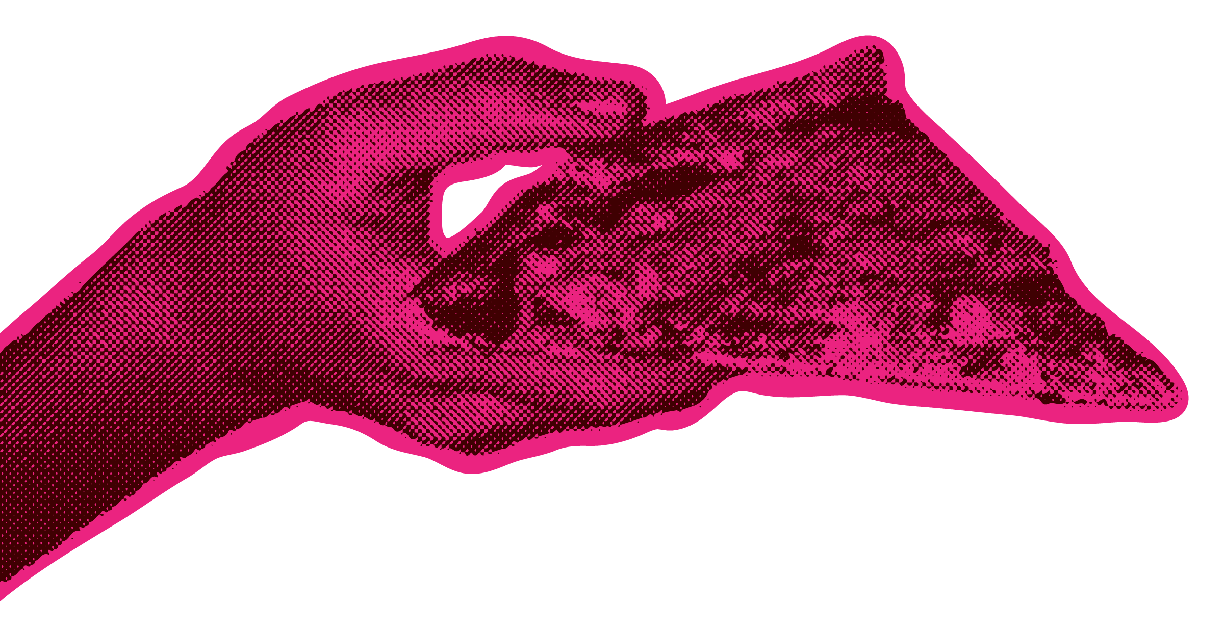 pink hand holding pizza slice