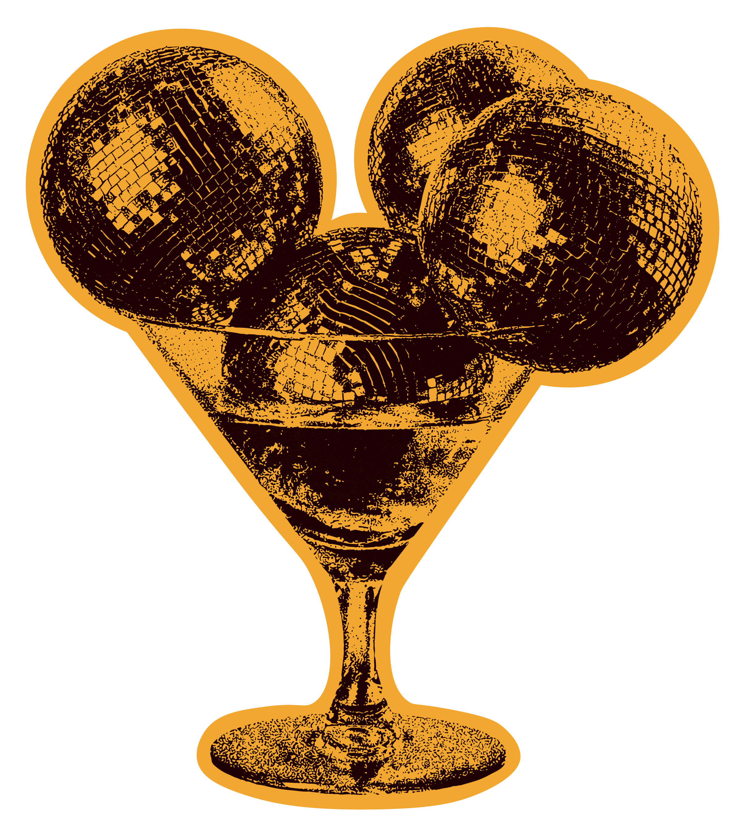 Martini glass full of disco balls