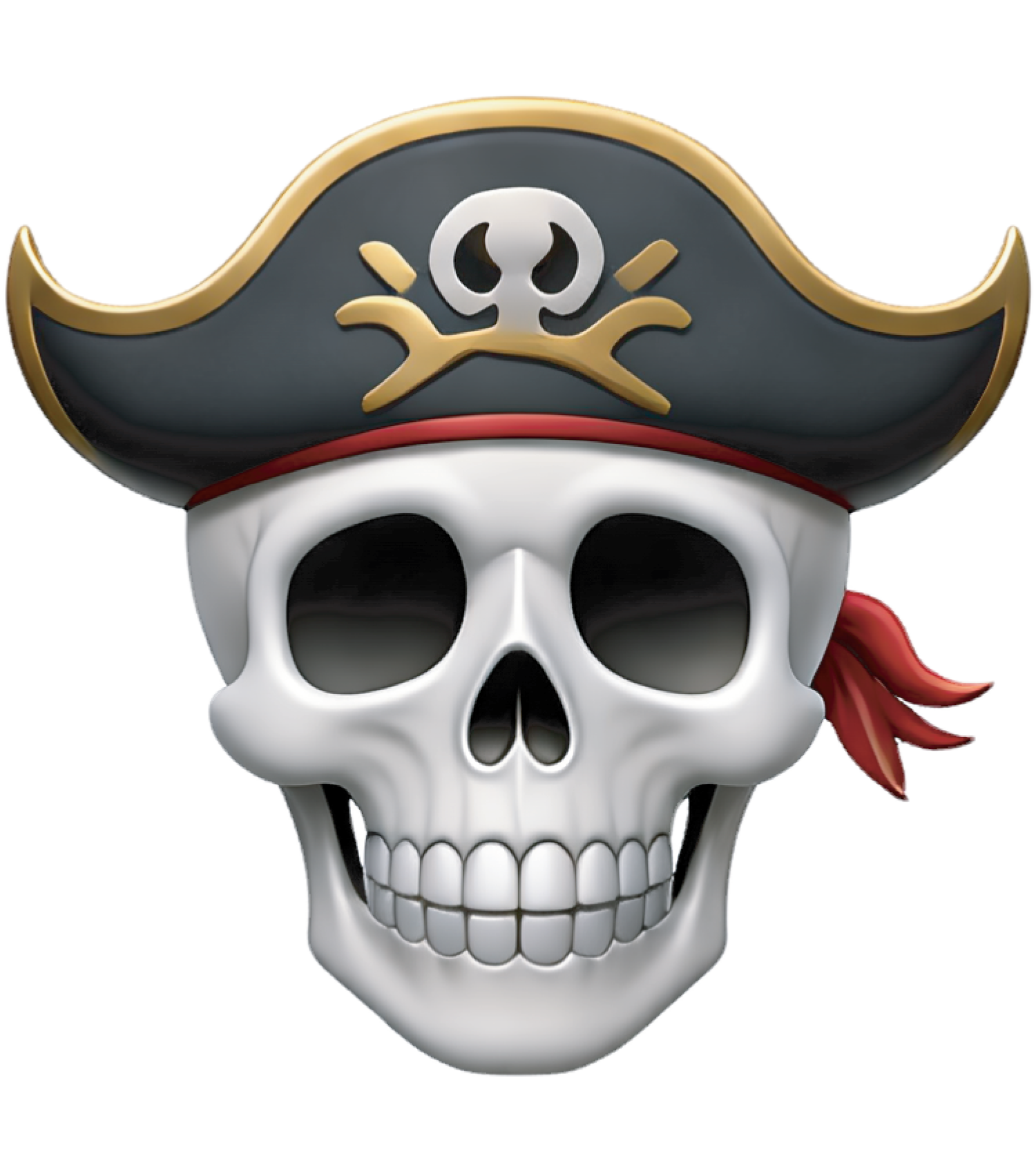 smiling skull wearing pirate hat