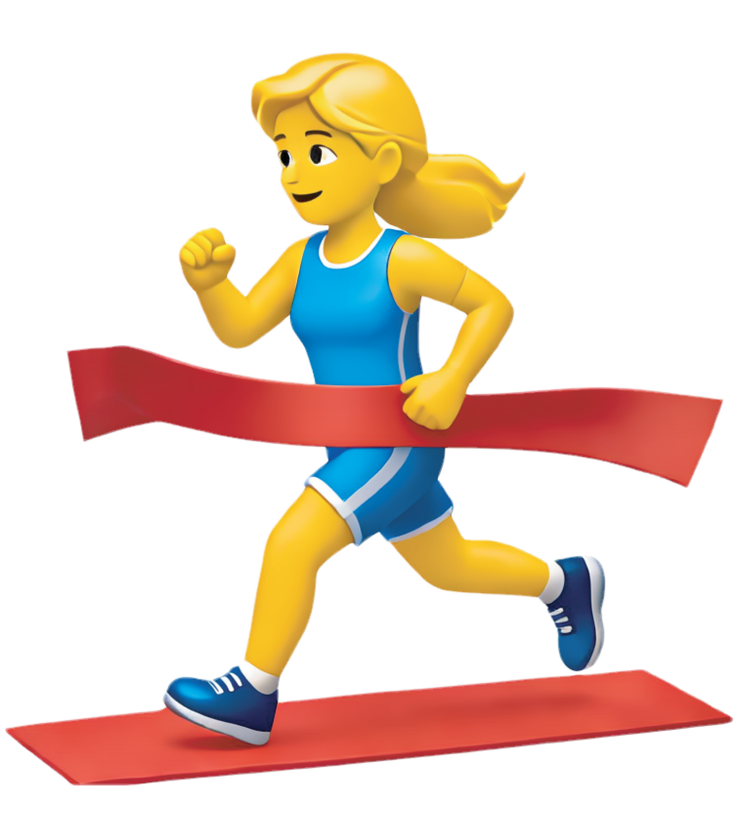 woman running race crossing finish line