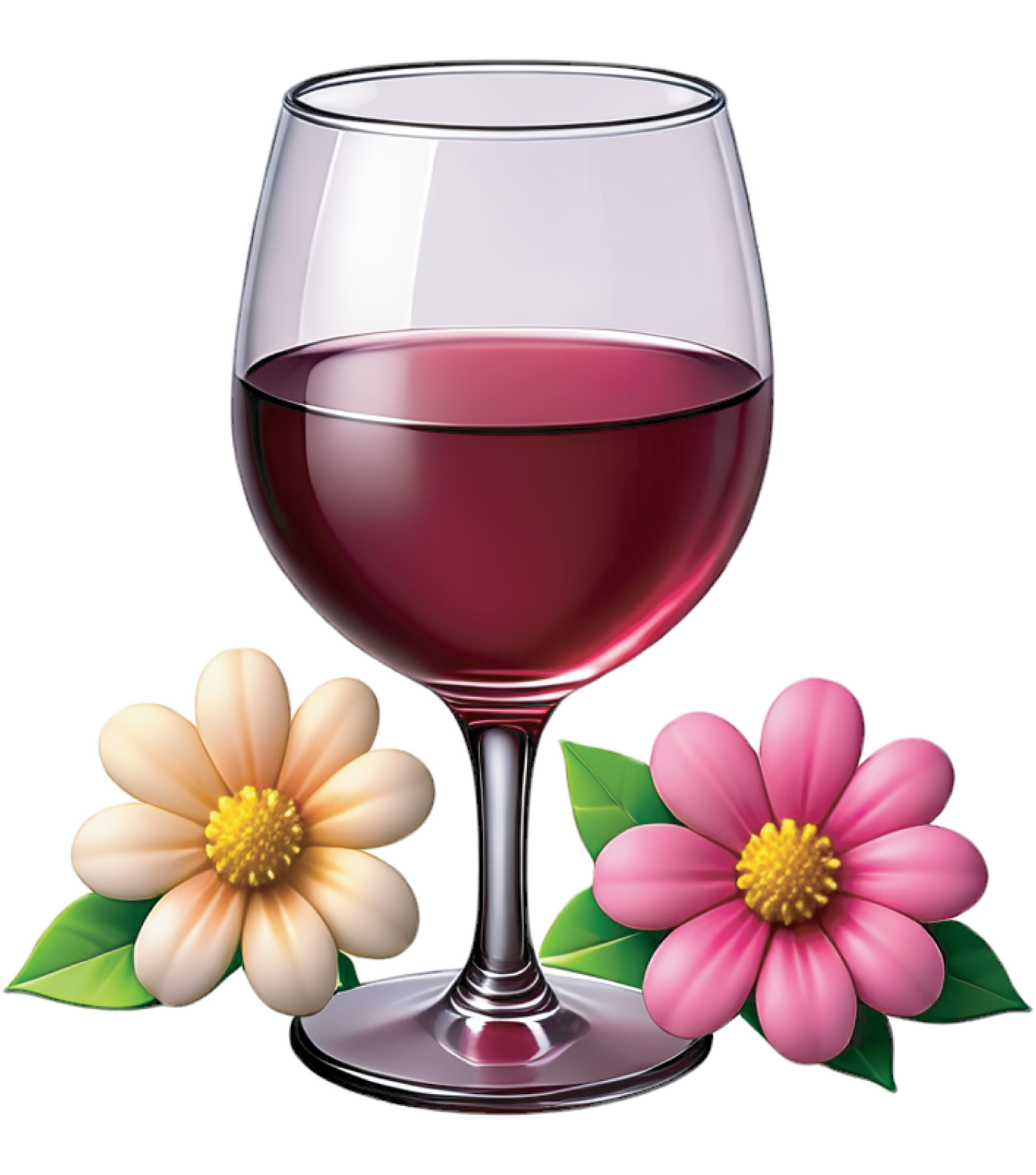 wine glass with flowers