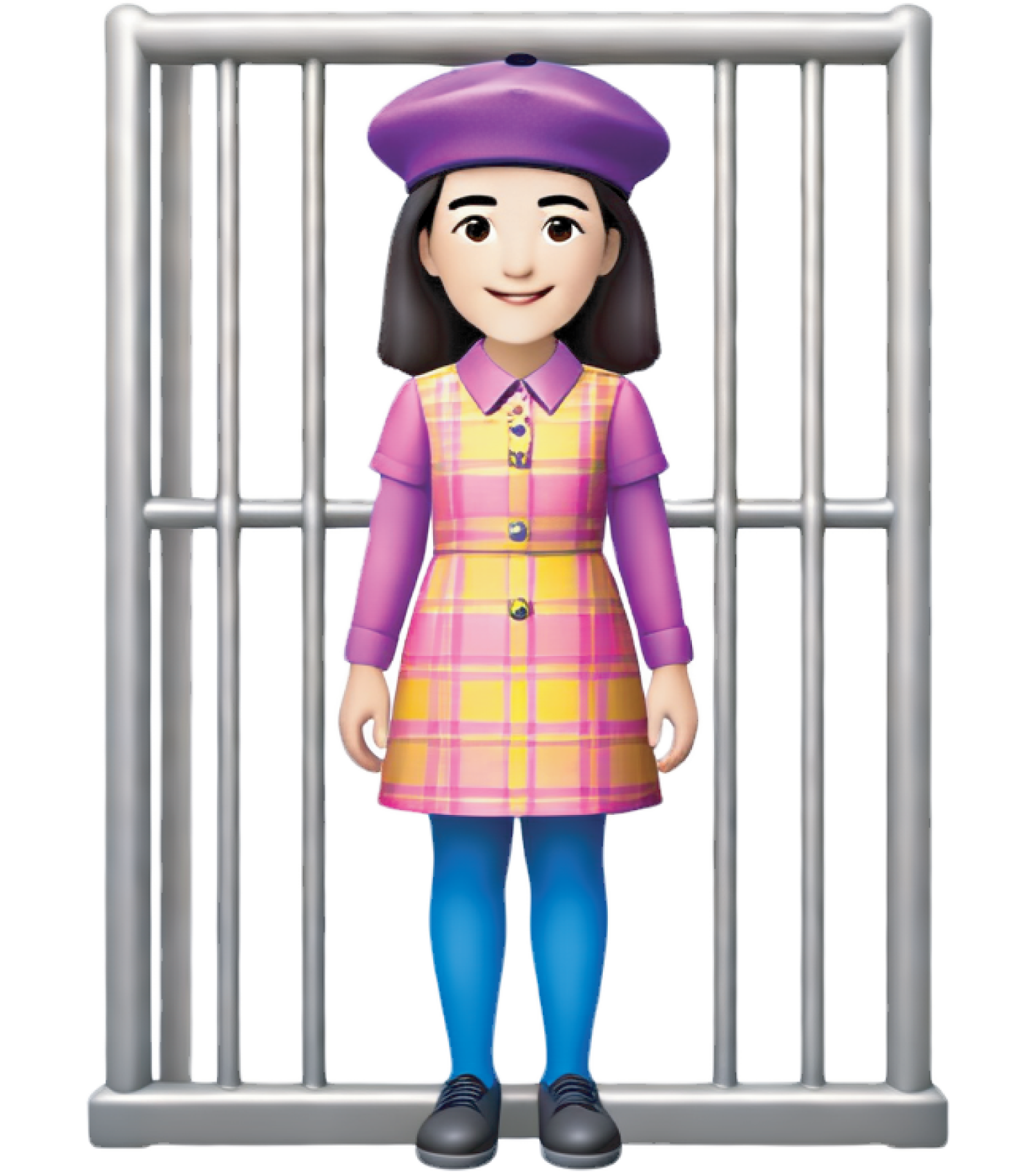 girl wearing plaid standing in front of jail bars