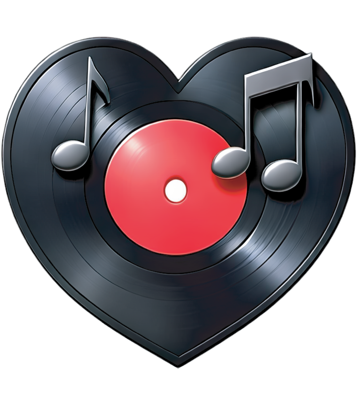 heart-shaped record with music notes