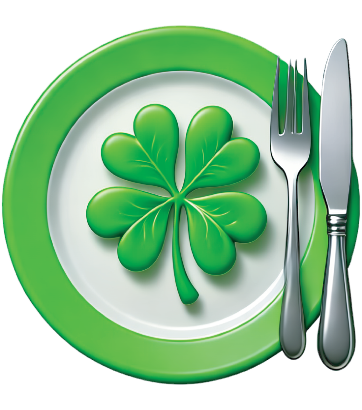 shamrock plate with knife and fork