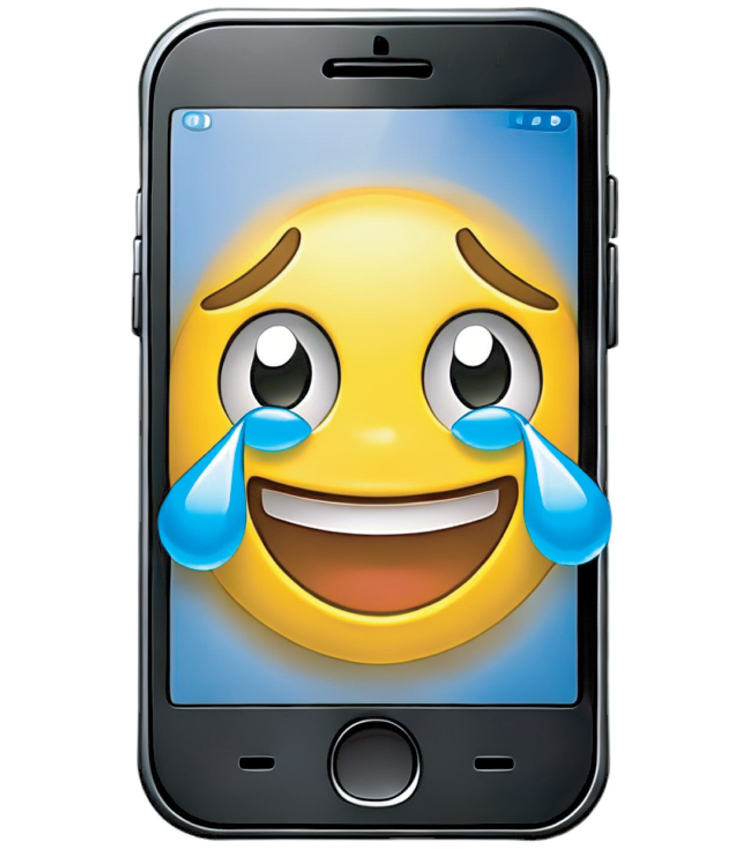 crying laughing emoji on phone screen