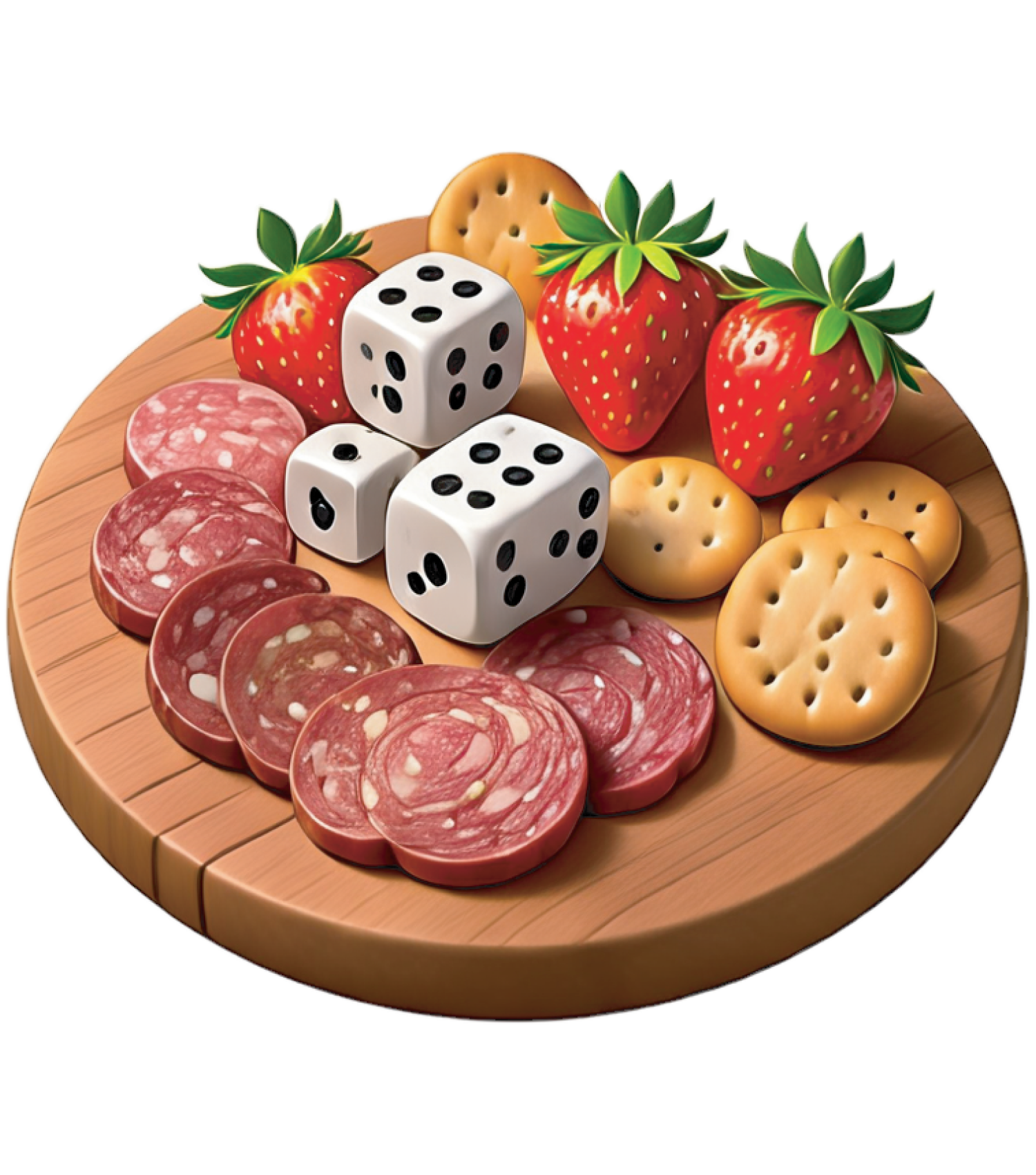 charcuterie board and dice