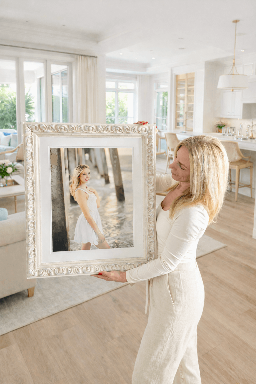 Framed family portrait artwork displayed by Naples family photographer.