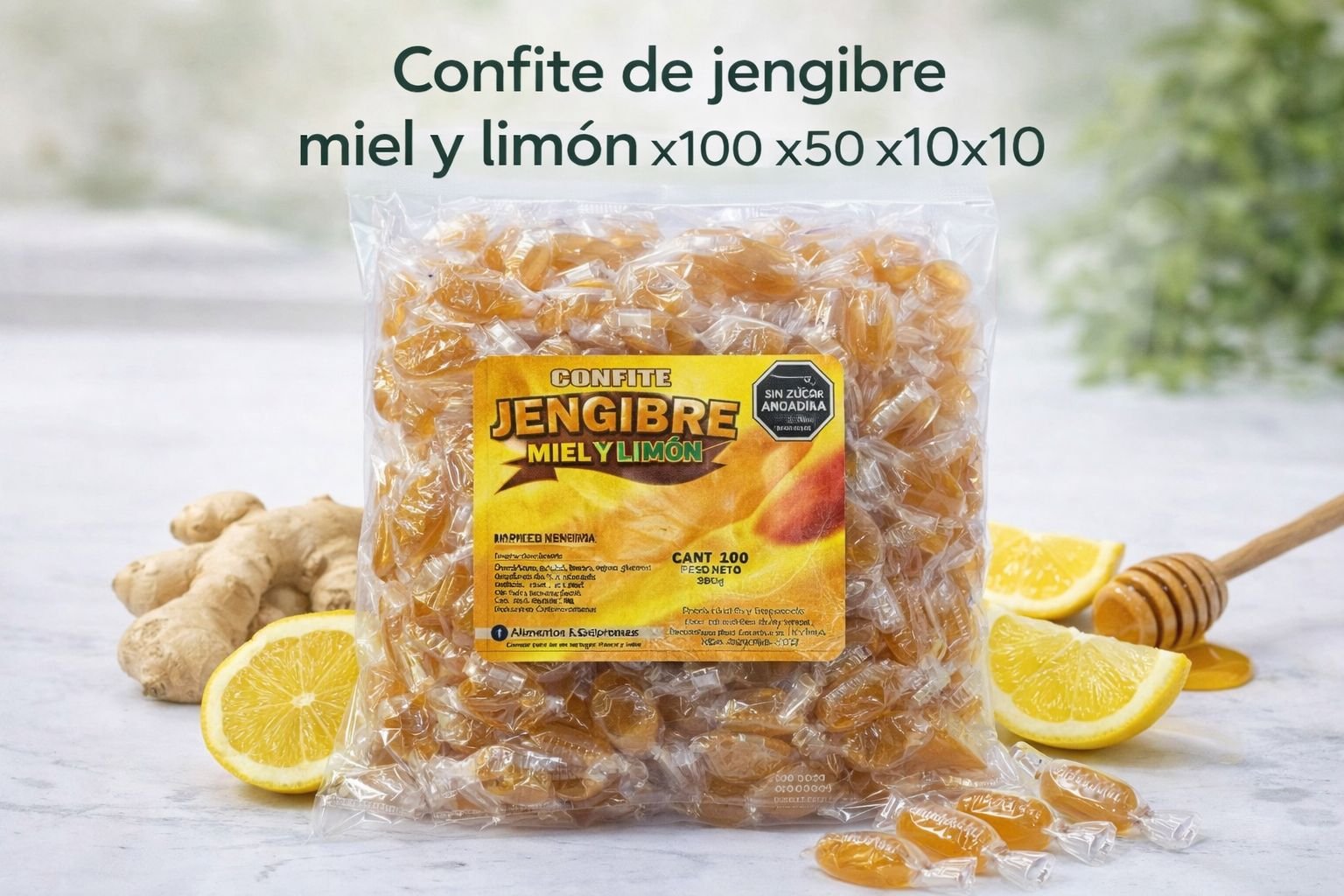 CONFITE DE JENGIBRE MIEL Y LIMON X100