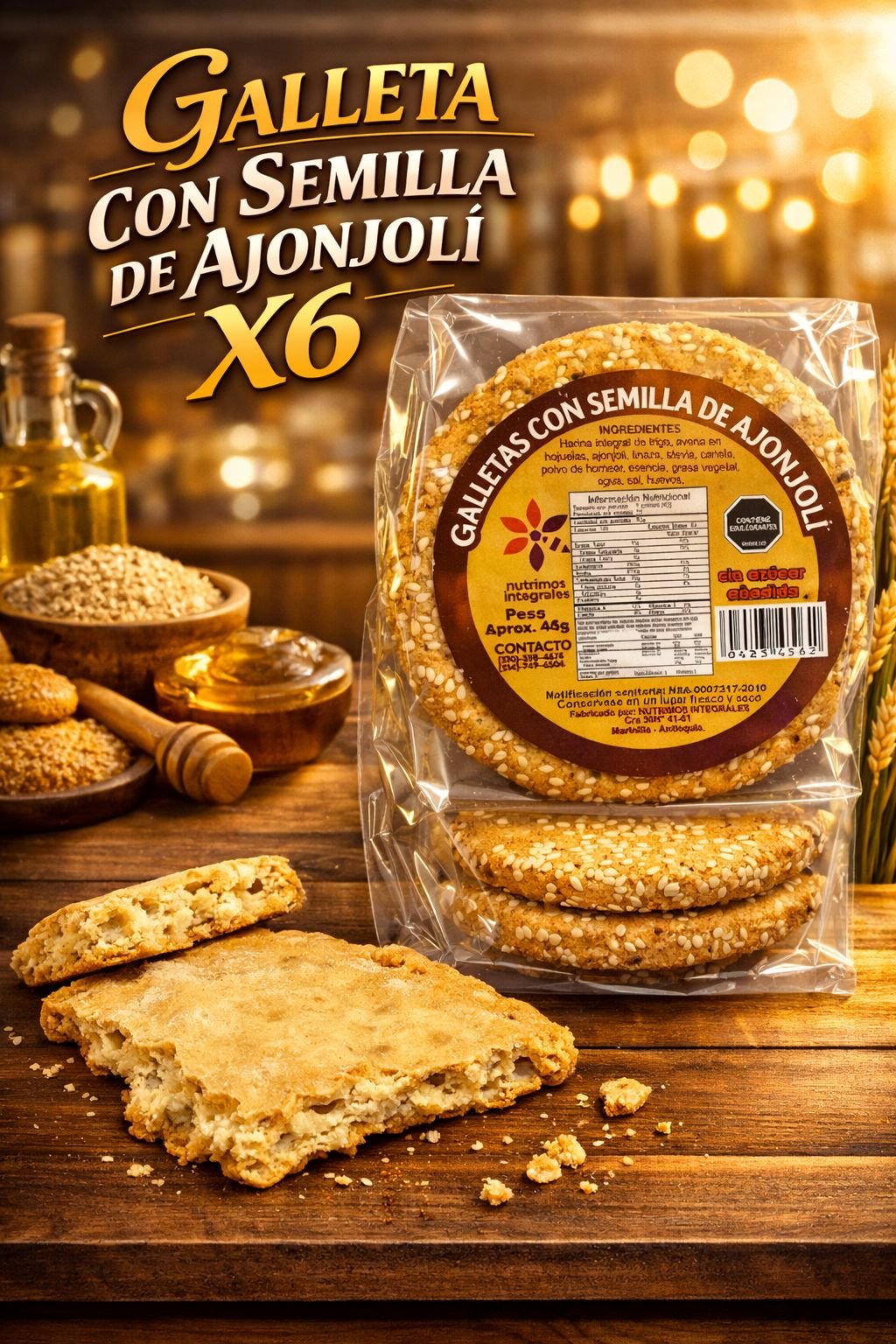 Galletas de Semillas Endulzadas con Stevia x6