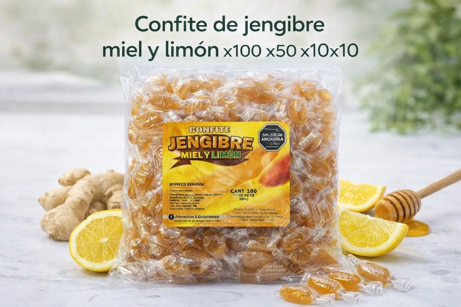 CONFITE DE JENGIBRE MIEL Y LIMON X50