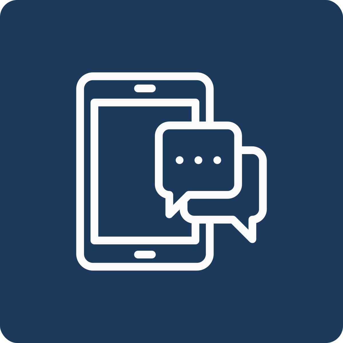 Icon of a smartphone with speech bubbles indicating messaging or texting.