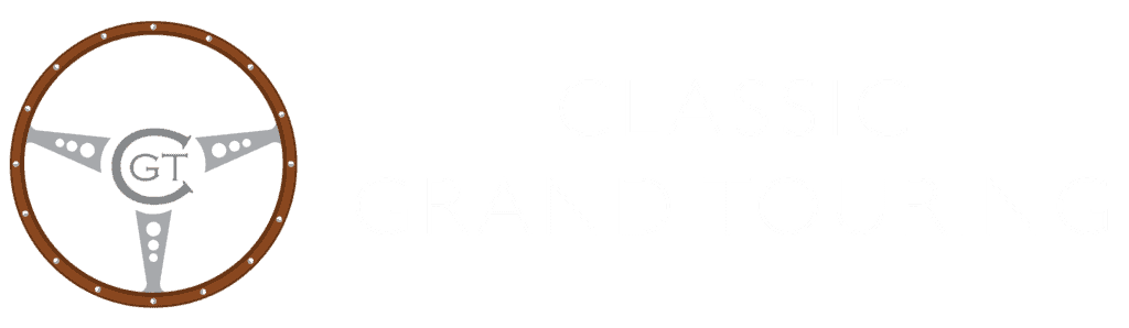 Logo with a vintage steering wheel and the text 'Classic Grand Touring'.