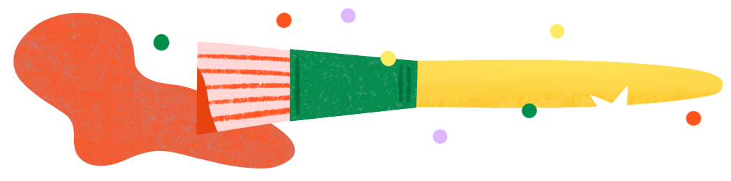 Colorful abstract digital artwork with geometric shapes and streaks of yellow, green, orange, and red.