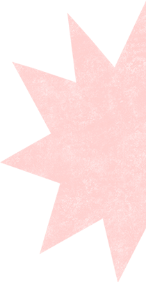 A pink starburst shape on a black background.