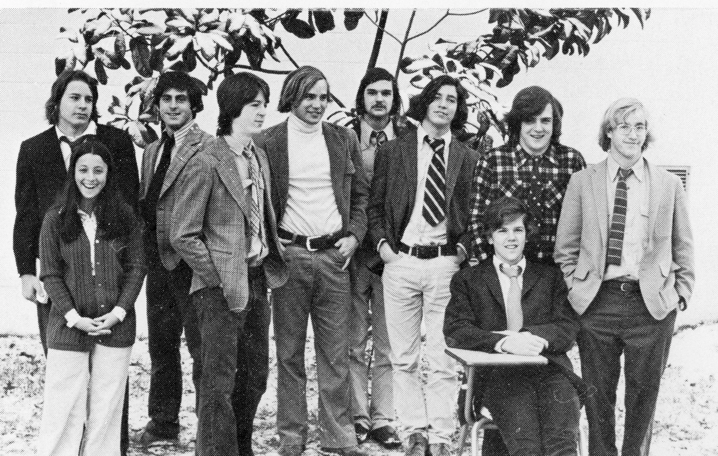 John Wildman, Deana Greengus, Mark Warner, Andy Hough, Jay Stoehr, Todd Walker, Tiger Kite, Steve Wilhelm, Andrew Garvey, Steve Marcum, Winter 1975