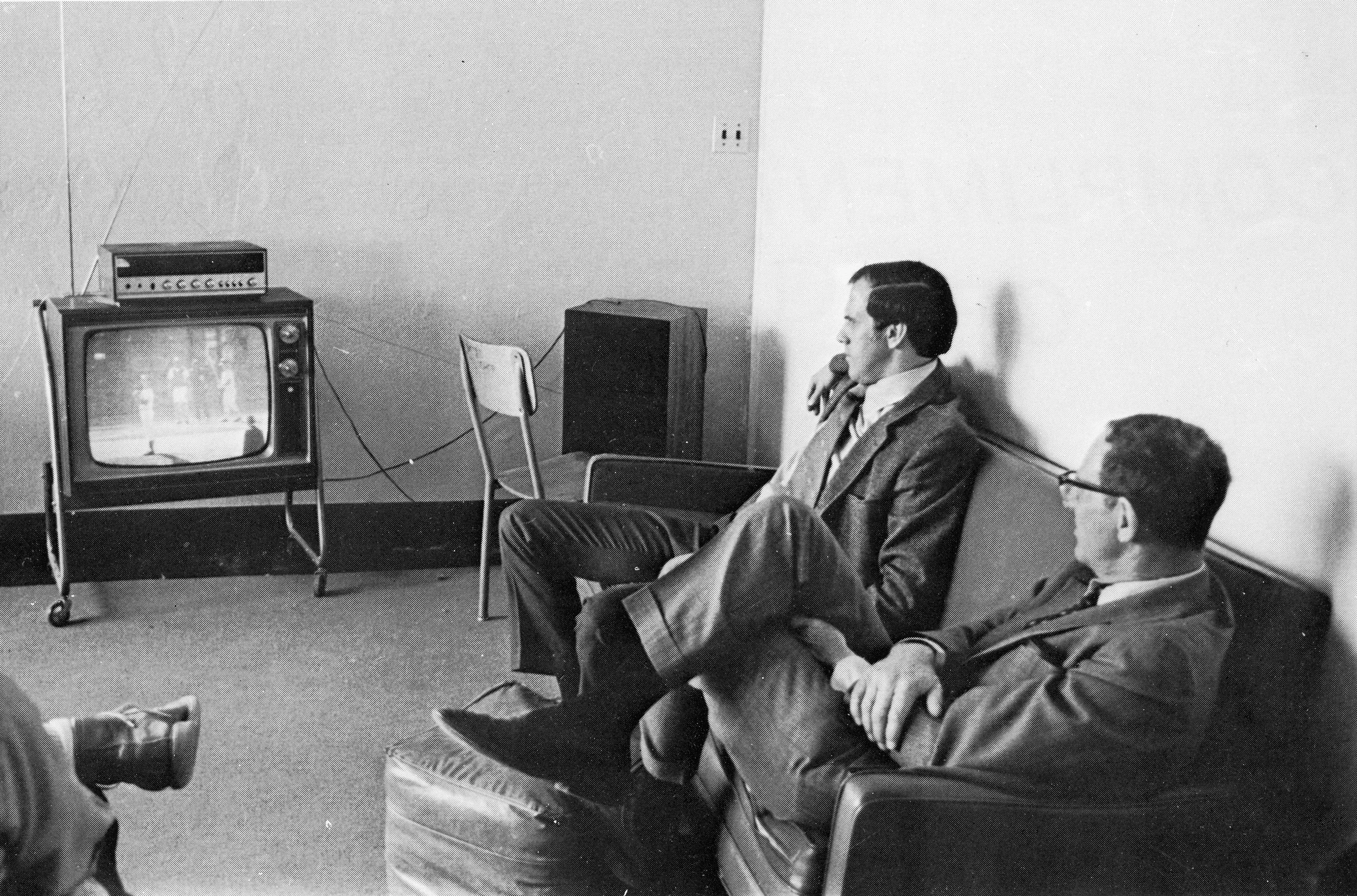 Mr. Thesing and Mr. Yeiser watching the Reds, 1974
