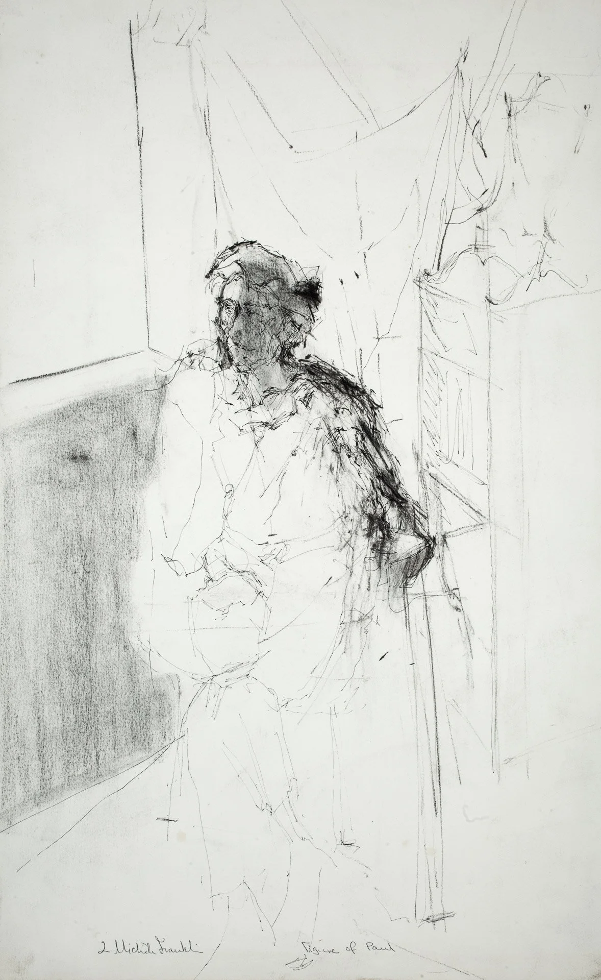 Portrait of Paul, after Rembrandt 1980 charcoal and Ink  61 x 46 cm 