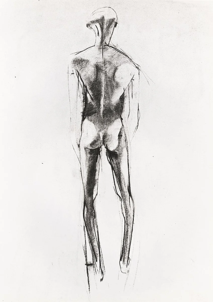125. Standing Male Nude Back, 76 x 81 cm, 1956, NFS