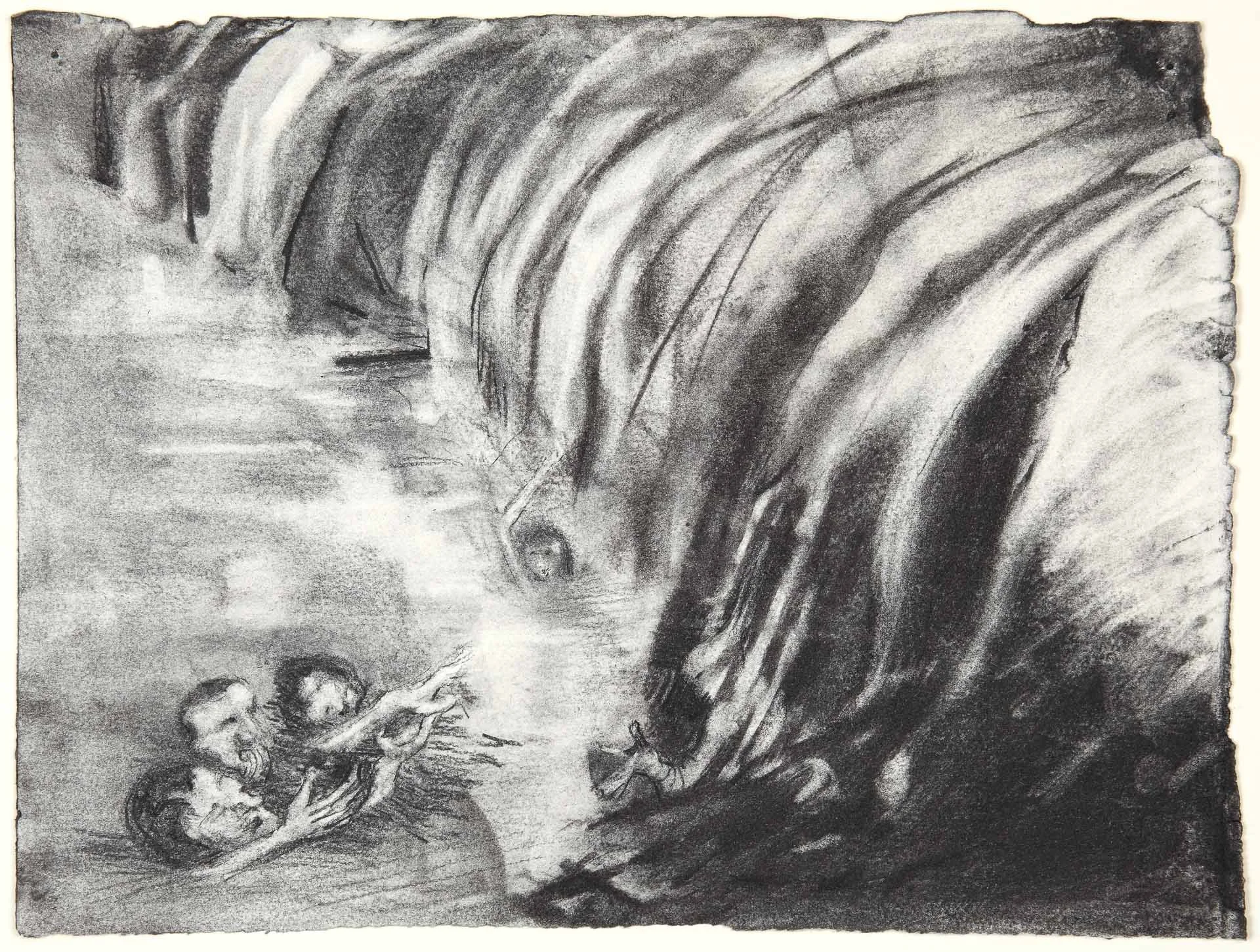 Tsunami people - 2012 charcoal 29 x 40 cm 