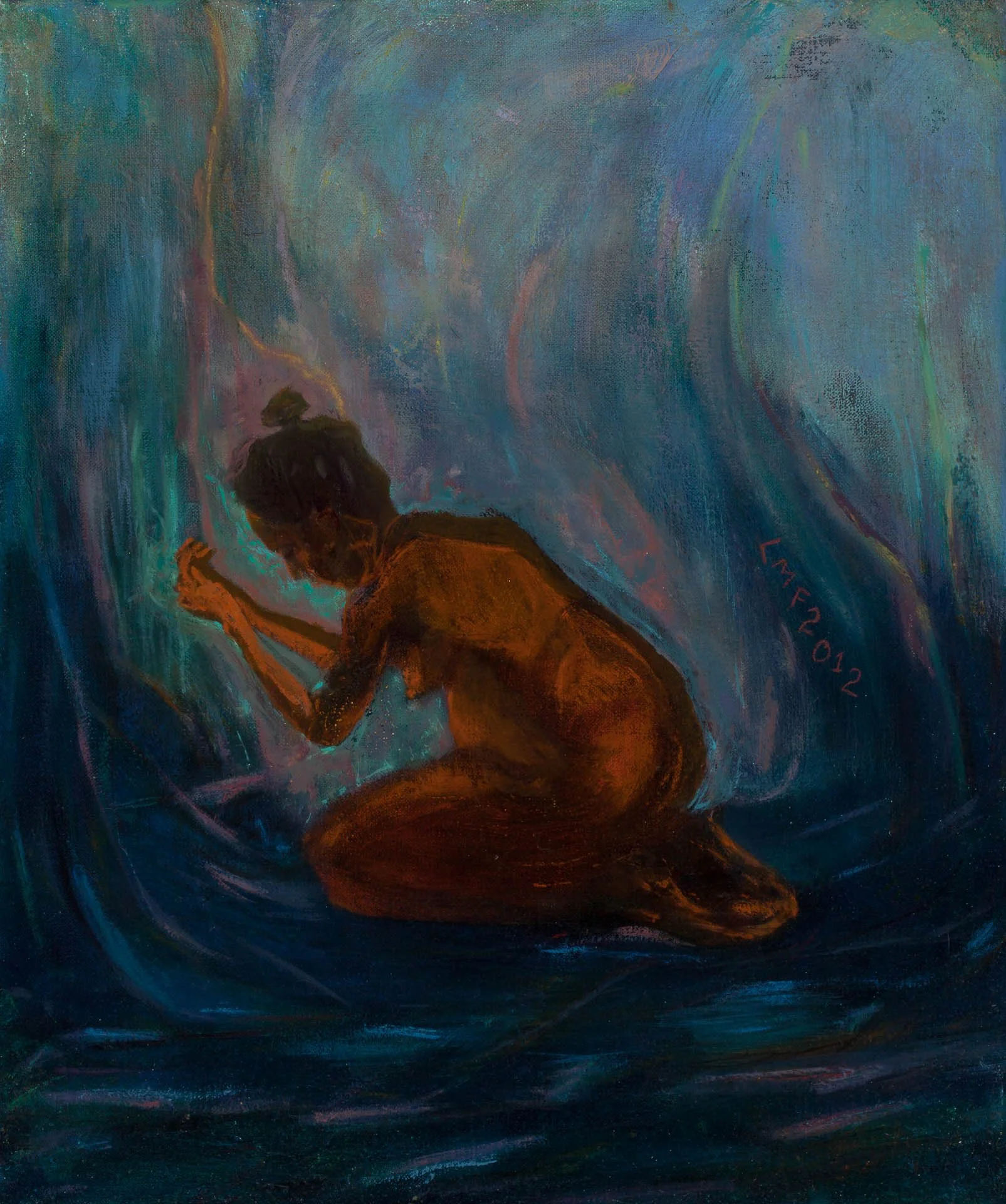 In labour 2012 oil paint 48 x 37 cm 