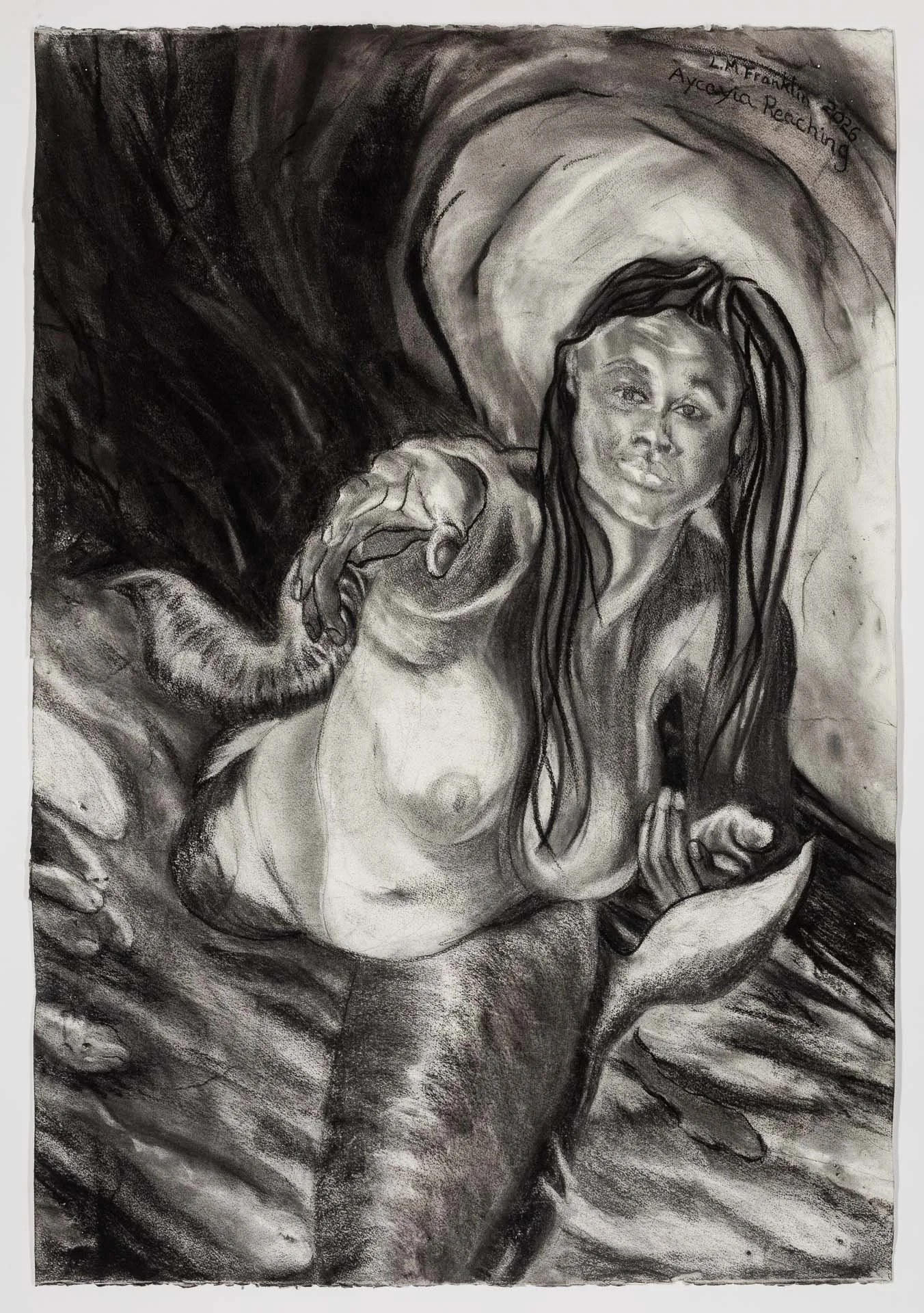 Aycayia Reaching, charcoal drawings, 2026