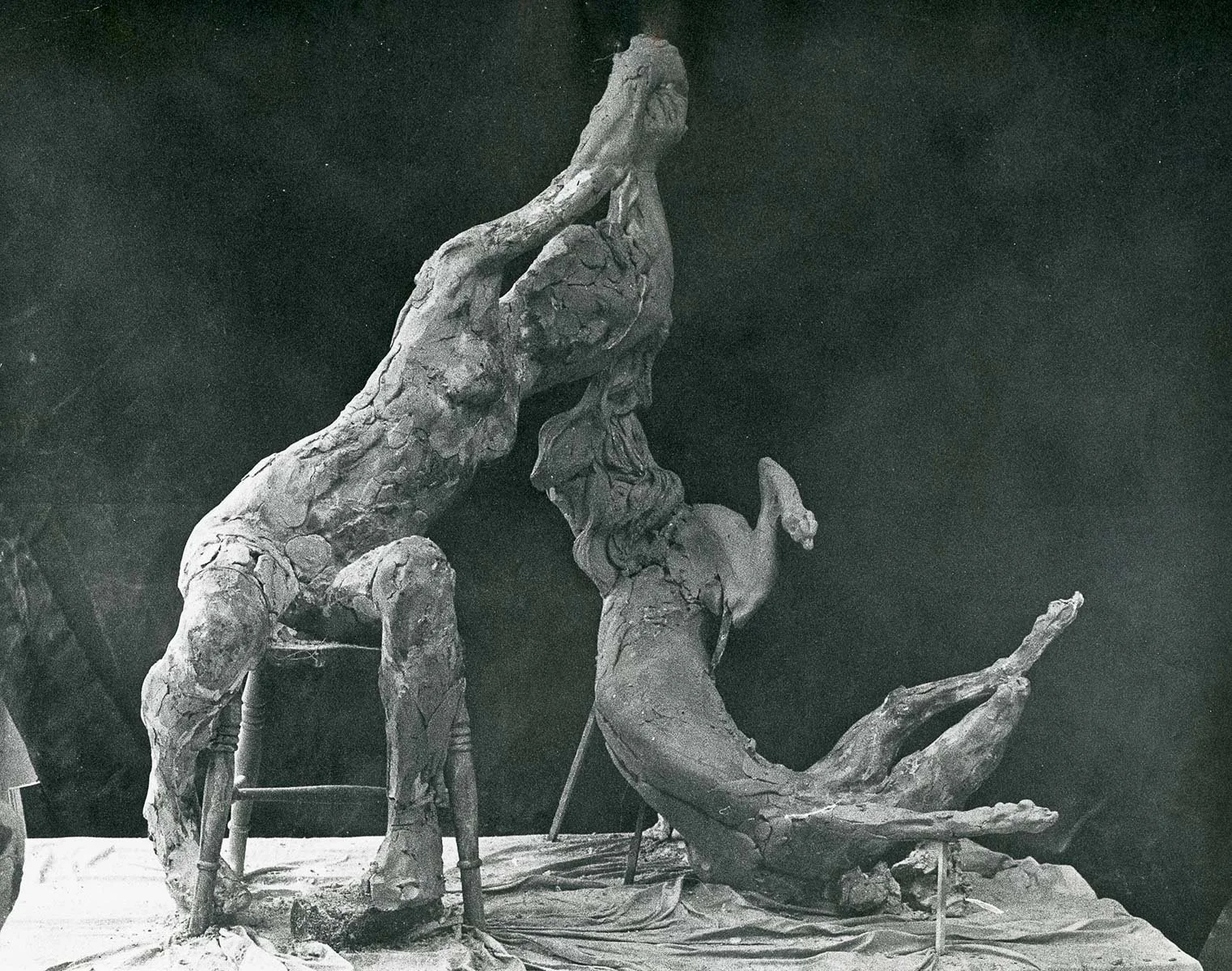 26. Woman with Greyhound Dog, Life Size, Clay, Circa 1967 NA