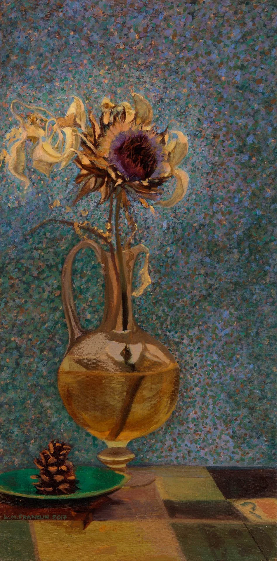 Artichoke with Glass Decanter - oil paint - 61 x 30cm