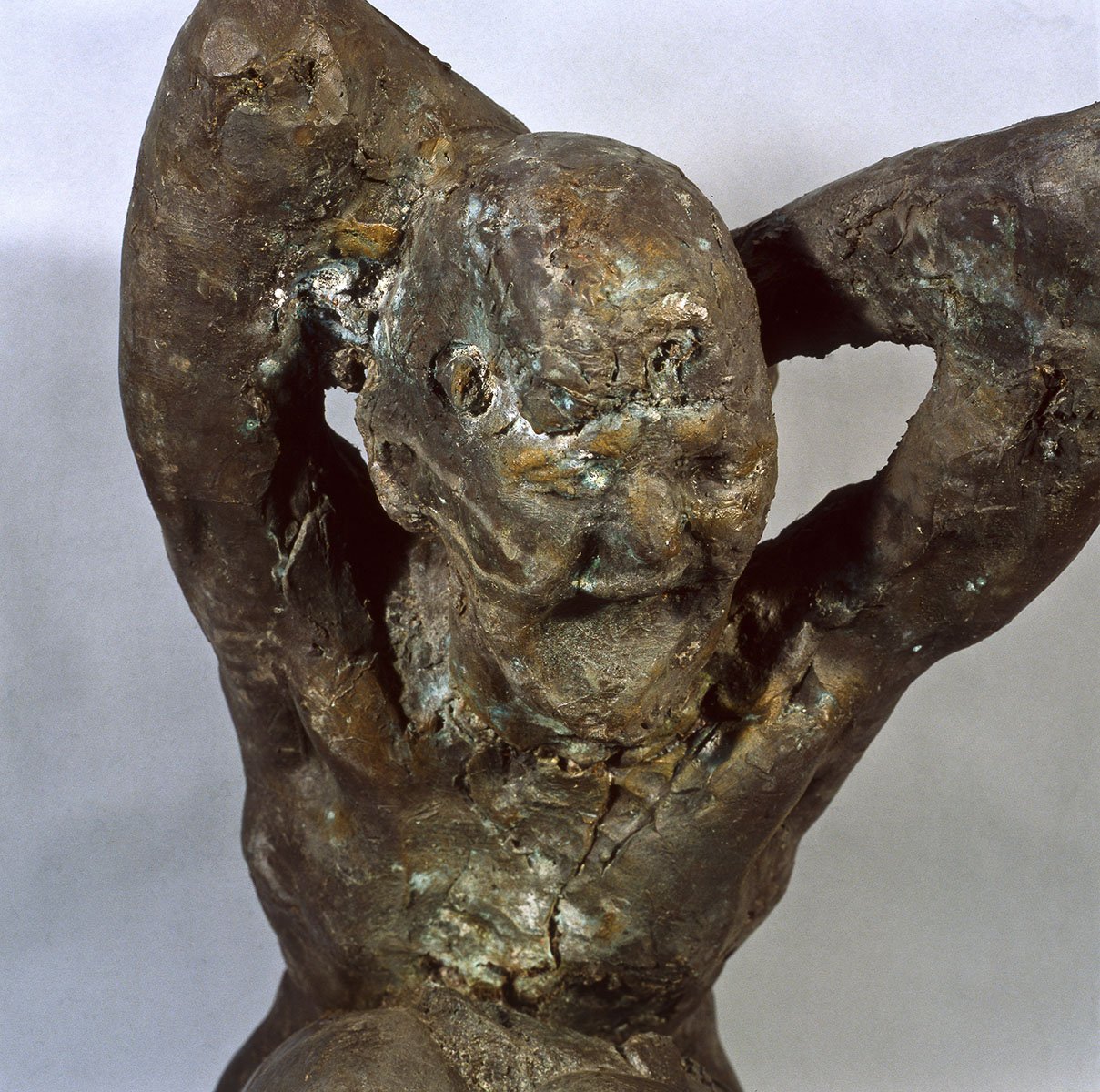 25. Detail of the portrait head of Lily Pier crouching. Bronze