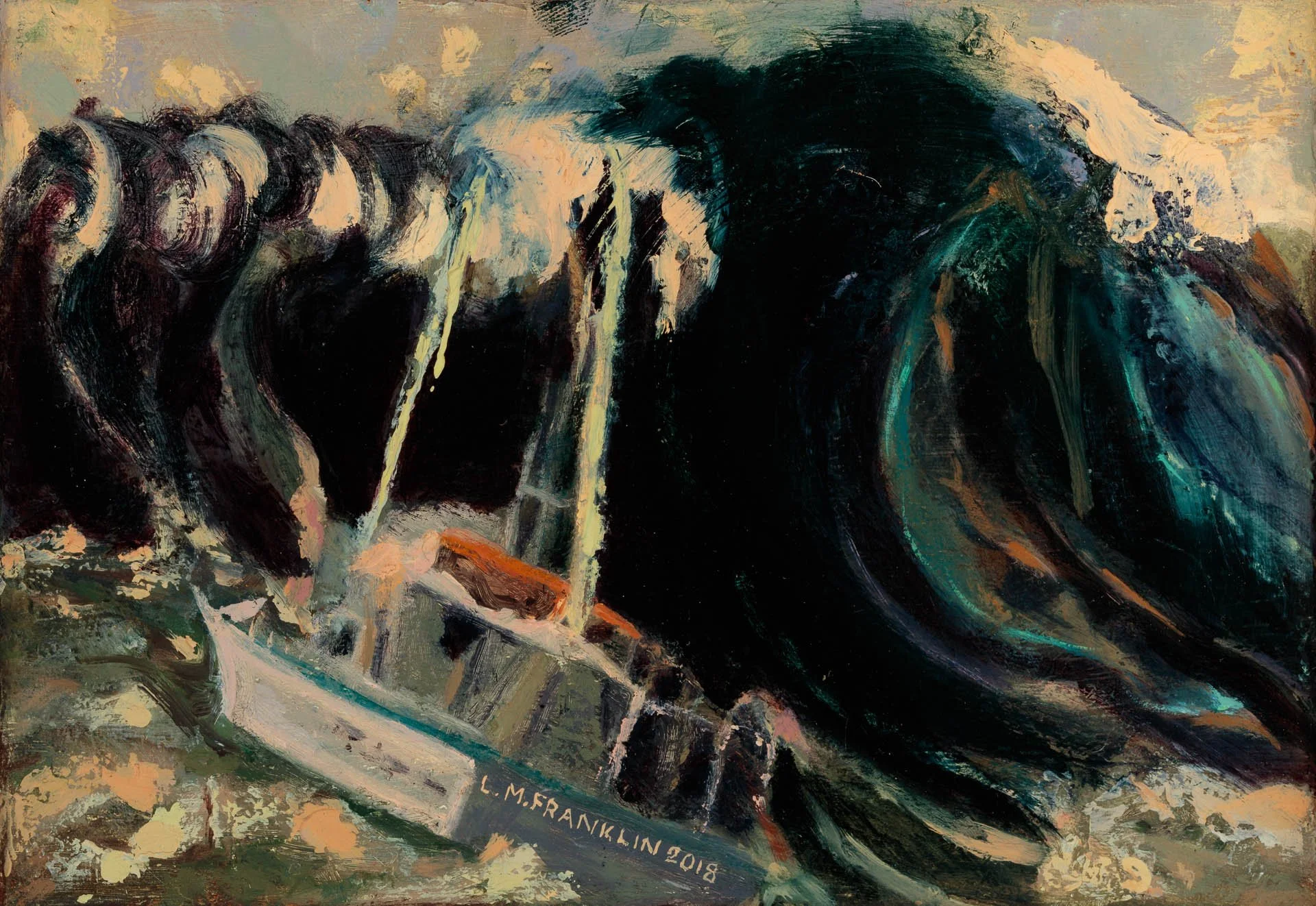 Usurping Wave, 2018, oil paint on canvas, 14 x 24cm