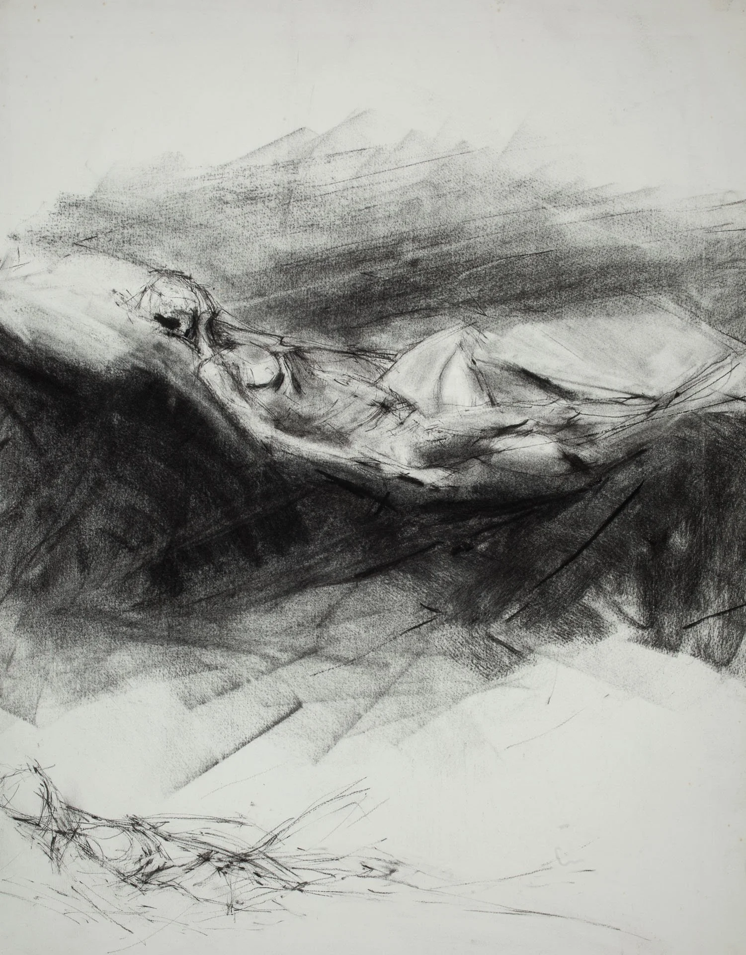 Reclining Woman, 1999, charcoal, pen and ink on paper, 59 x 42cm