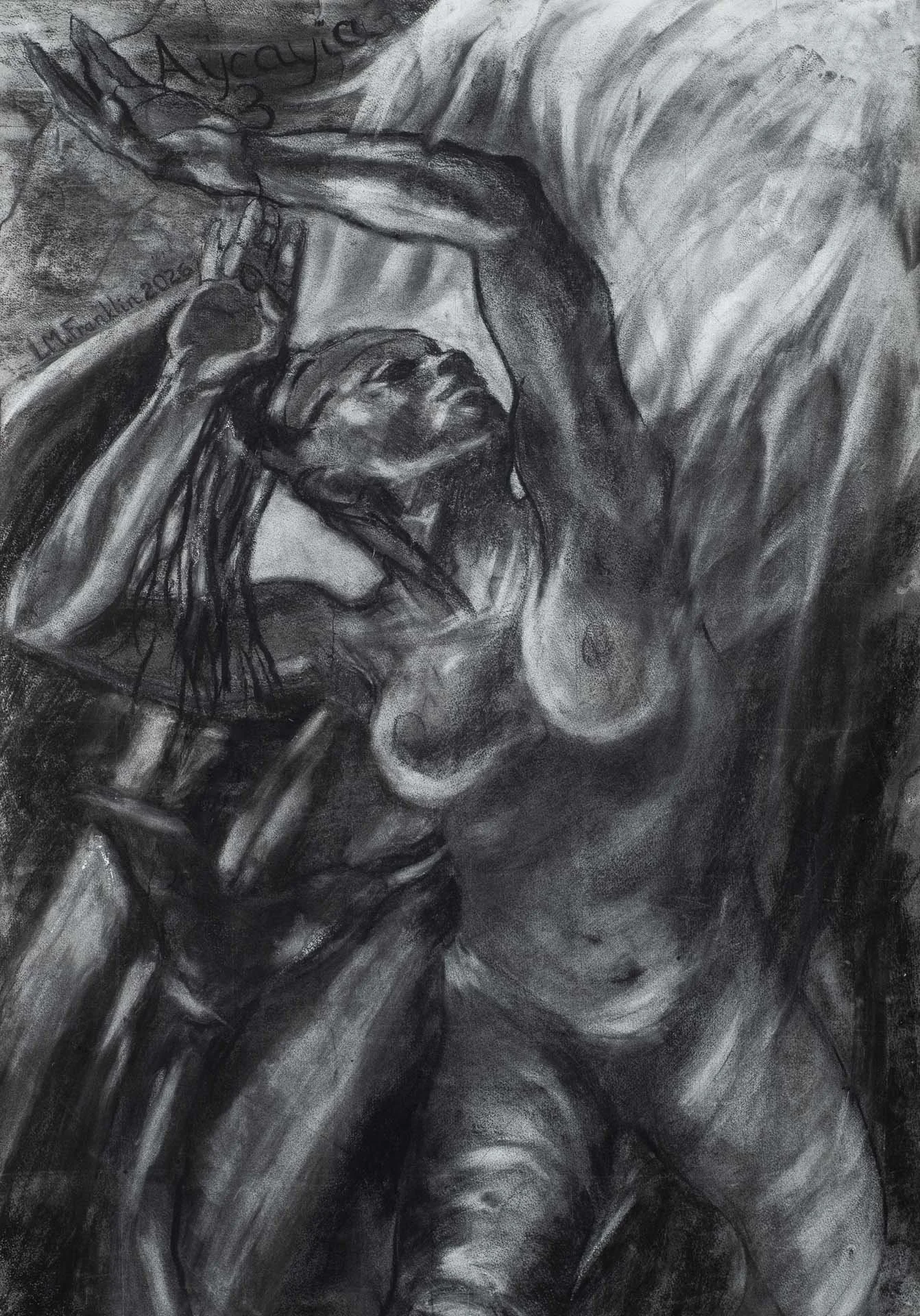 Merwoman Aycayia 3, Charcoal Drawing, 2026